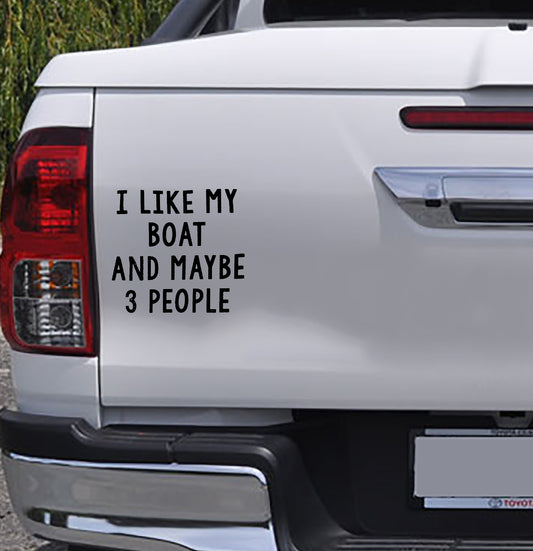 I like my boat and my 3 people Vinyl Decal Sticker
