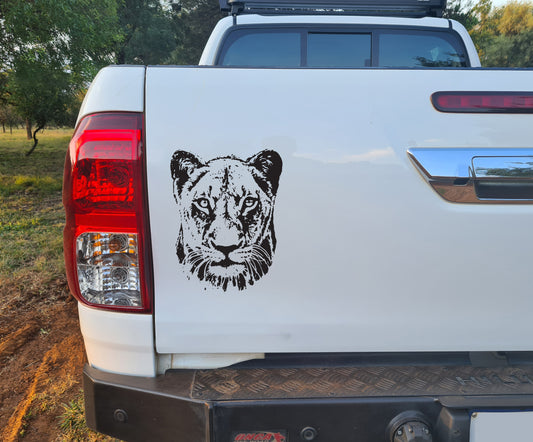 Leeu Wyfie Lioness Head Bakkie Car Wall Vinyl Decal Sticker Art