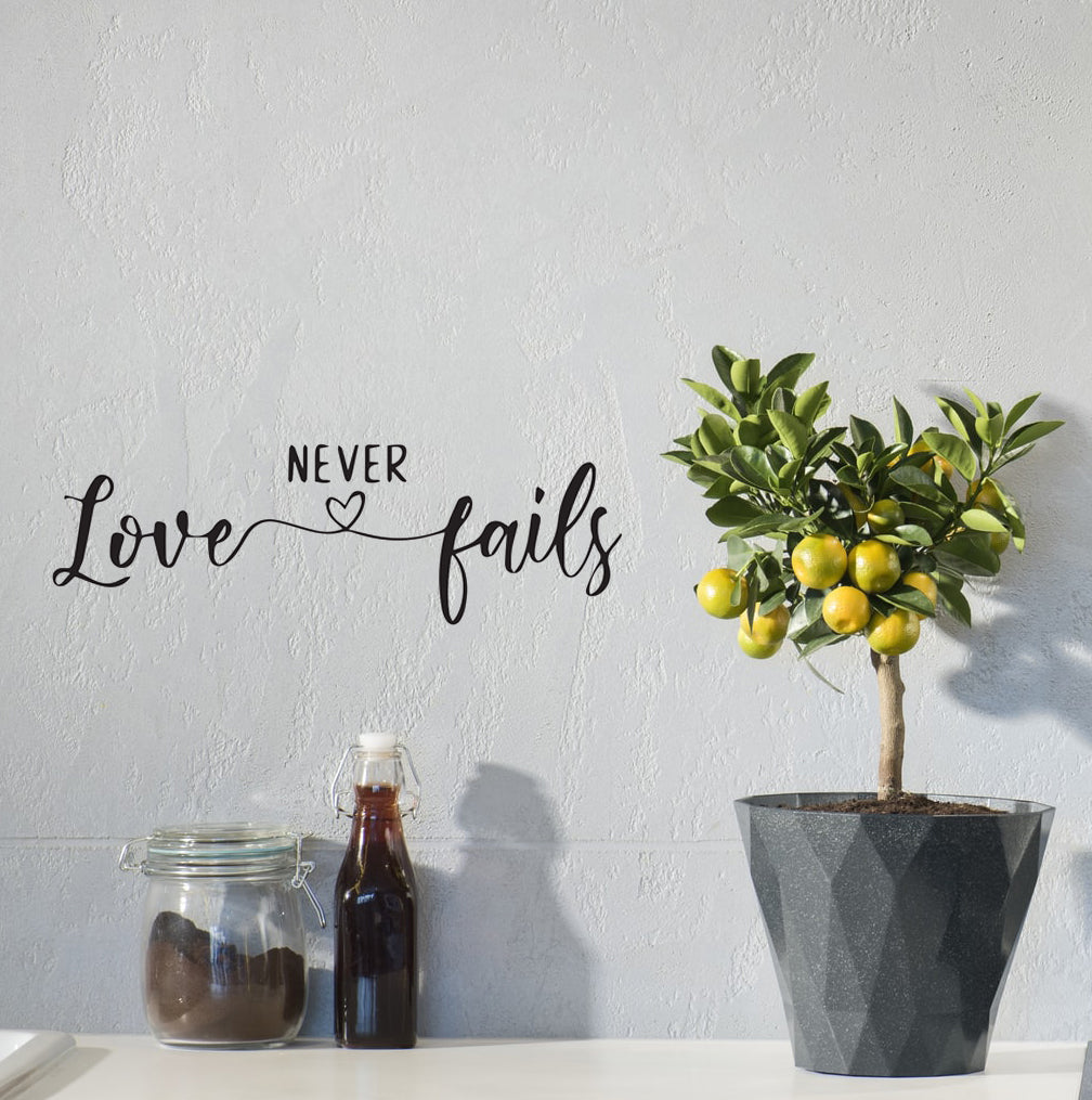 Love Never Fails Christian Quote Bible Verse Scripture Wall Decal Art