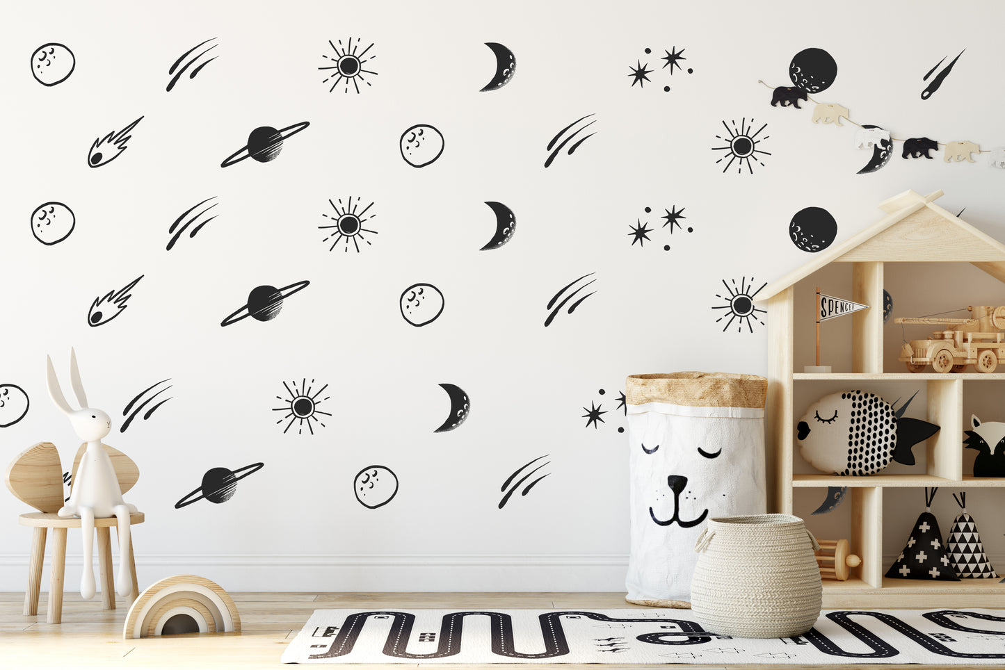 Moon Planets Space Stars Baby Kids Bedroom Wall Art Decal Sticker Decor SA
