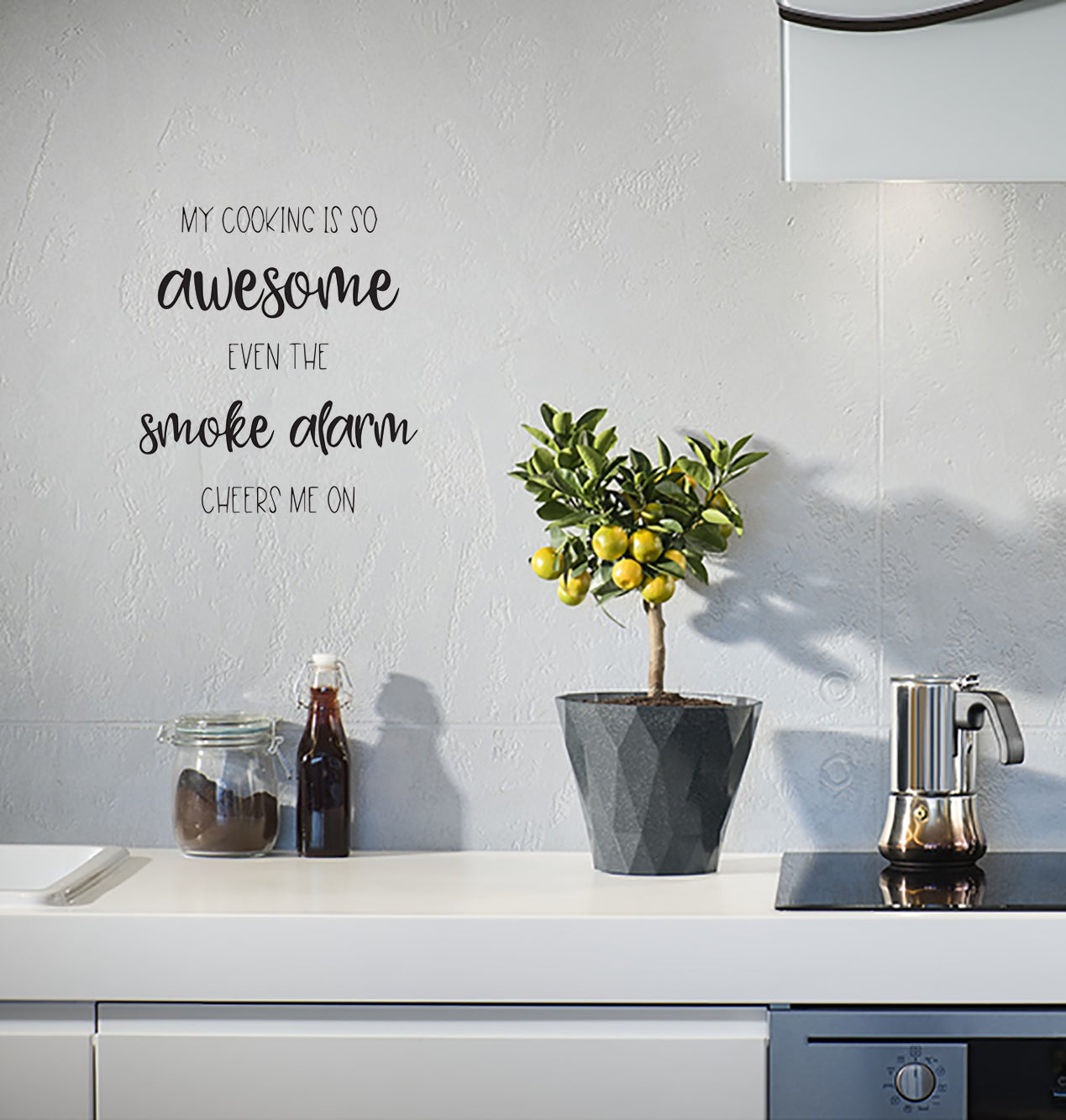 My Cooking Is So Awesome Even The Smoke Alarm Cheers Me On Kitchen Kombuis Vinyl Decal Sticker Wall Art Decor