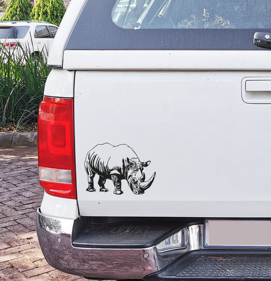 African Rhino Renoster Body V4 Bakkie Car Vinyl Decal Sticker Art SA