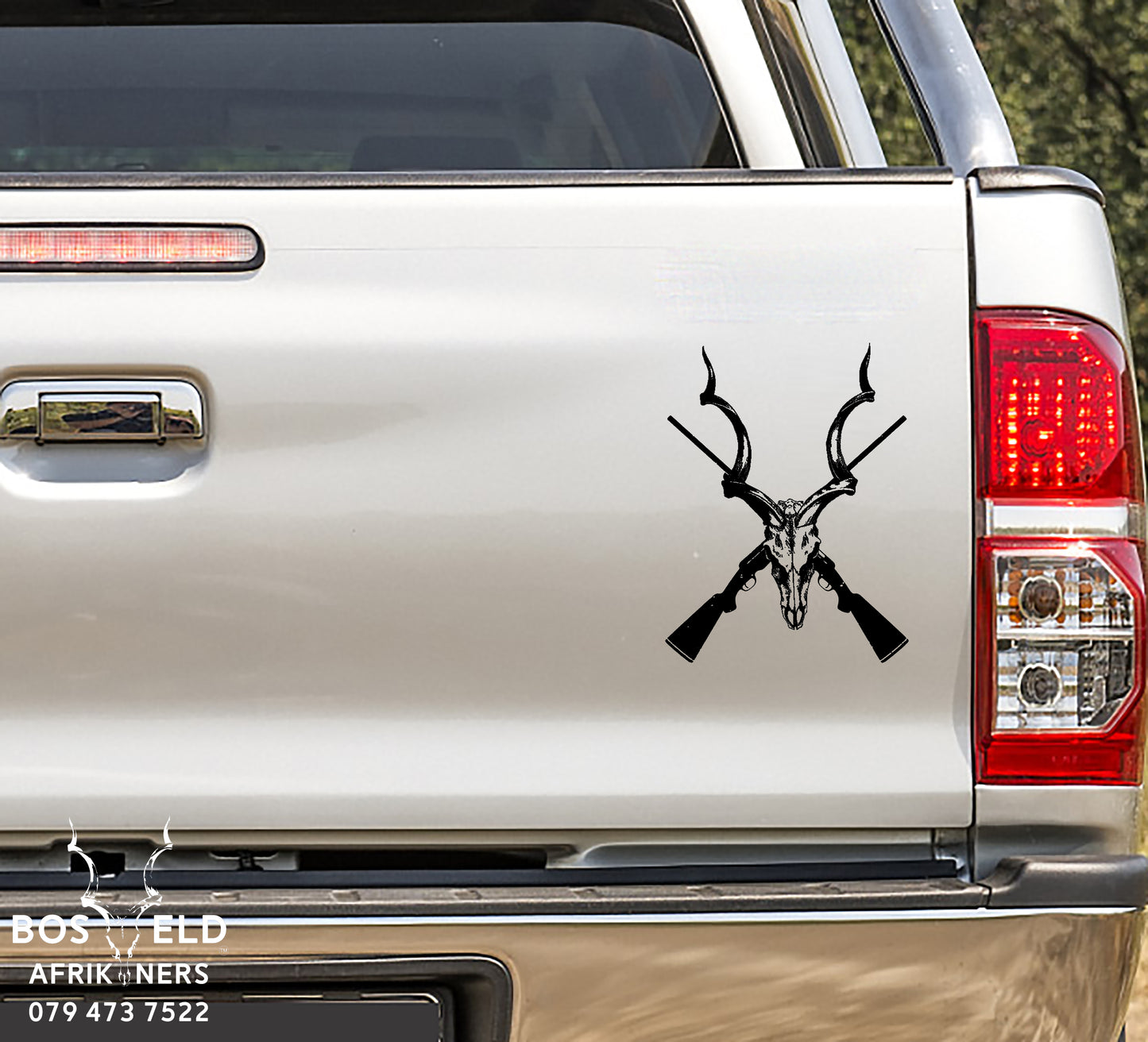 Kudu Skull and Hunting Rifle Vinyl Decal Sticker