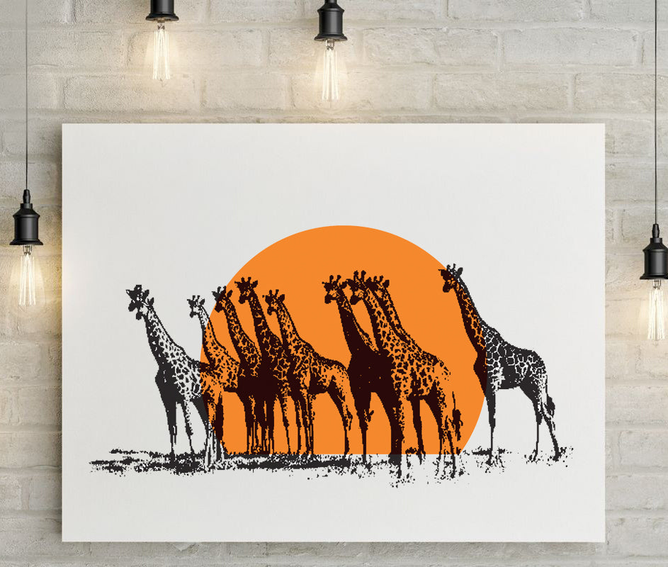 Sunset Giraffes Kameelperde Vehicle Wall Vinyl Decal Sticker Art