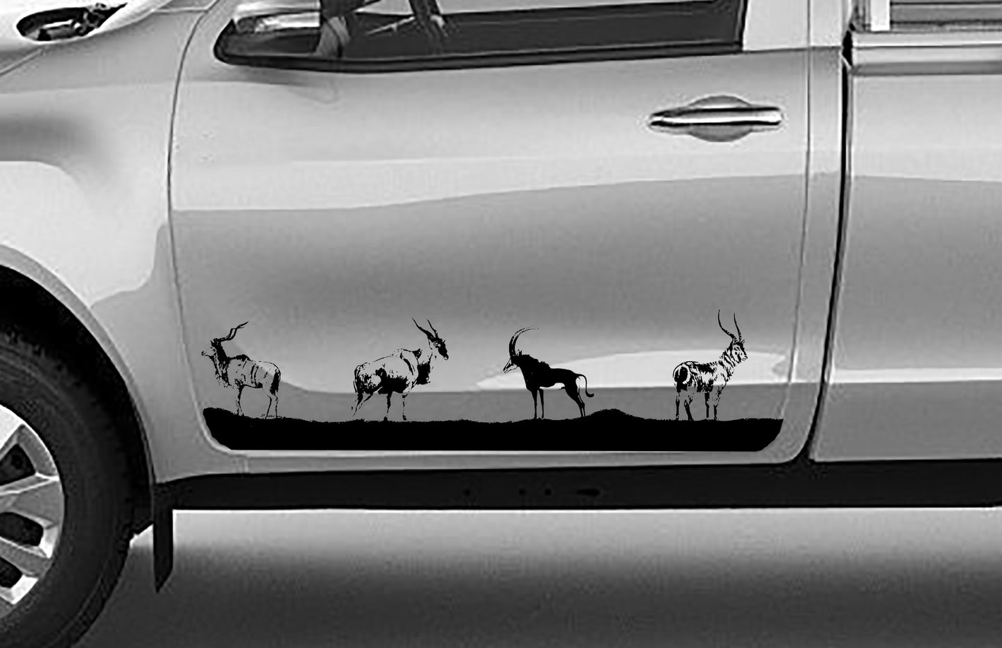 1 Set of 2 Side Door Vinyl Decal Sticker Ford Ranger or Toyota Hilux  | Kudu, Eland, Sable and Waterbok