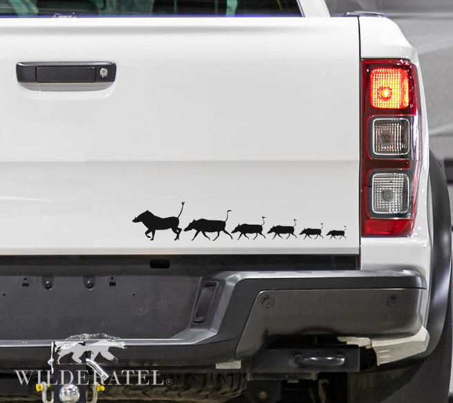 Vlavark Sticker Warthog Vlakvark Running Family of 4 Vinyl Decal Sticker Plakker SA ...