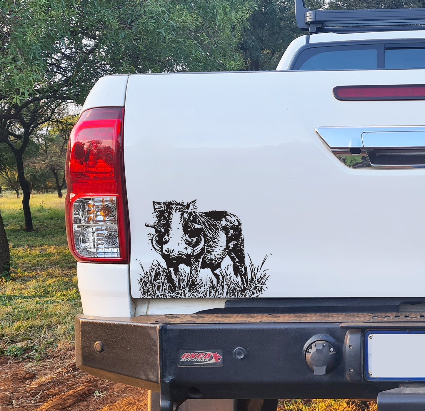 Vlakvark Warthog in Grass Bakkie Car Vinyl Decal Sticker Kit