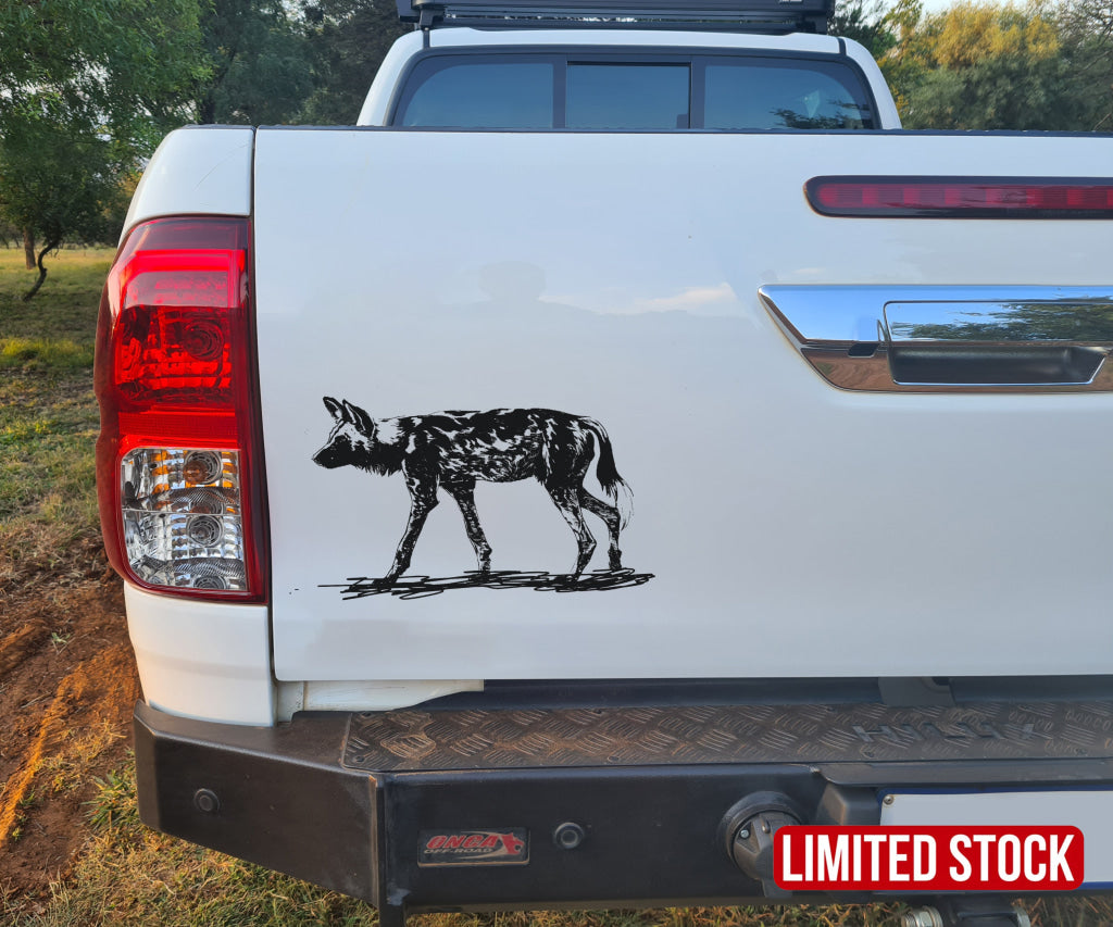 African Wild Dog Wildehond V2 Bakkie Car Vinyl Decal Sticker Art SA