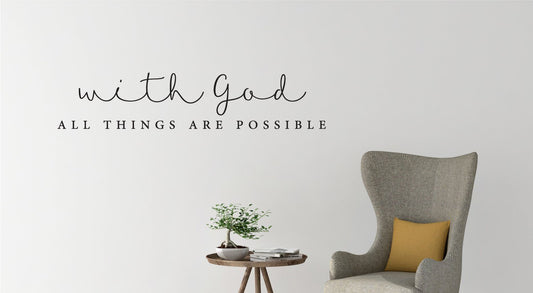 With God all things are possible Christian Quote Scripture Bible Verse Phone Vinyl Decal Sticker Decor
