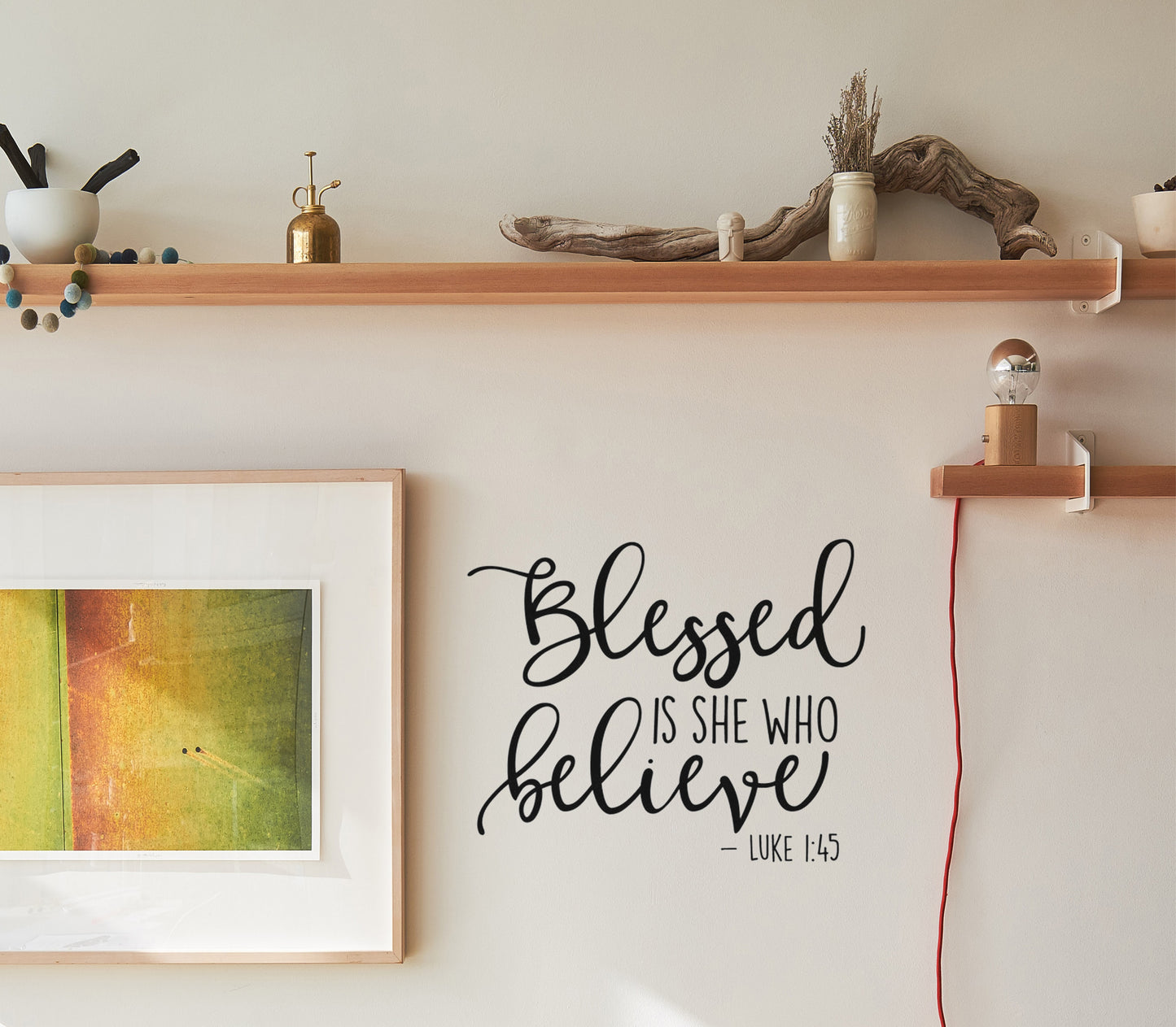 Blessed is she who believes christian quote vinyl decal sticker