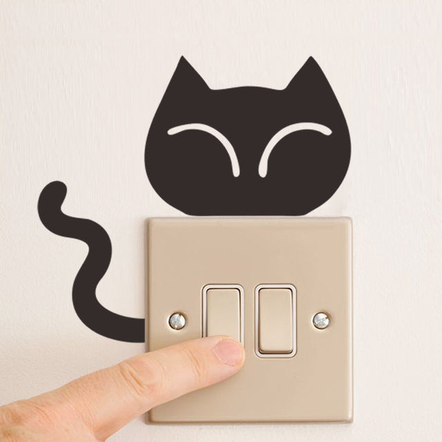 Funny Cute Black Cat Dog Mouse Rat Animals Switch Decal Wall Stickers Home Decals Bedroom Room Light Decor