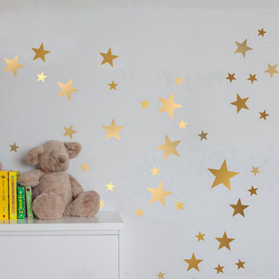 Gold Stars Boy Girl Baby Kids Bedroom Wall Art Decal Sticker Decor