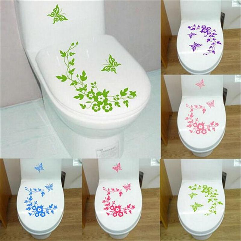 Decorative Butterfly Flower vine bathroom vinyl wall stickers home decoration wall decals for toilet sticker