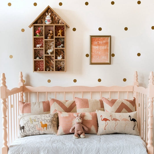 Gold Polka Dots Boy Girl Baby Kids Bedroom Art Decal Sticker Decor