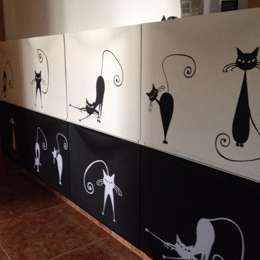 Cute Cat Wall Stickers , set of 5 funny cute cat vinyl wall decal stickers ,free shipping Abstract pussy cat decoration 297 x 420 mm